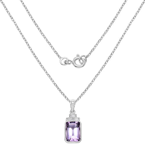 6.88 Carat Genuine Amethyst & White Topaz .925 Sterling Silver Pendant