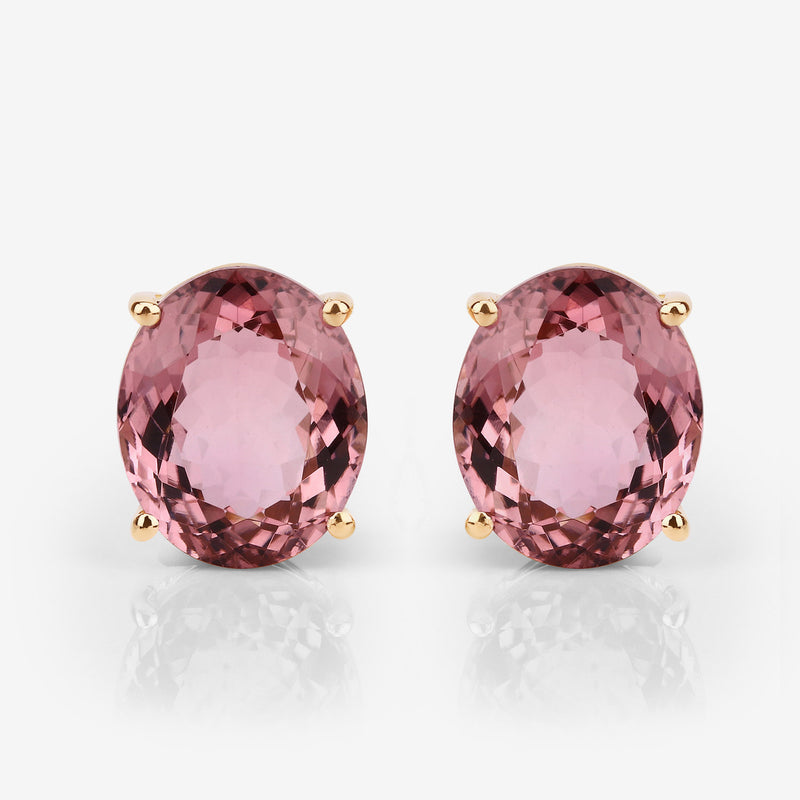 10.16 Carat Genuine Baby Pink Tourmaline 14K Yellow Gold Earrings