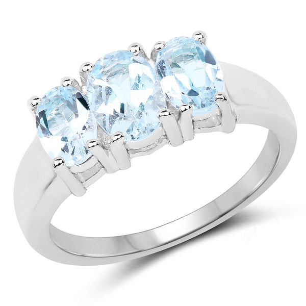 1.97 Carat Genuine Blue Topaz .925 Sterling Silver Ring