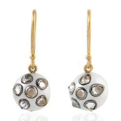 Pearl & Topaz Dangle Earrings 10k Black Gold 925 Sterling Silver Jewelry