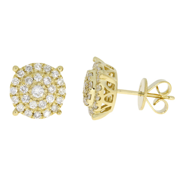 Natural .64ct Diamond Stud Earrings 14KT Yellow Gold