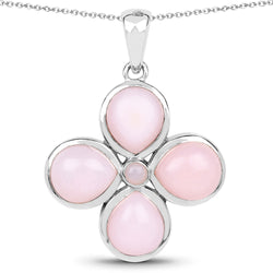 7.63 Carat Genuine Pink Opal .925 Sterling Silver Pendant