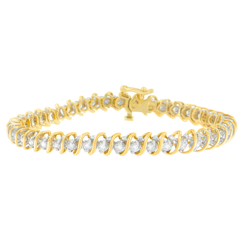 18K Yellow Gold Round Cut Diamond Tennis Bracelet (3.00 cttw, I-J Color, I1-I2 Clarity)