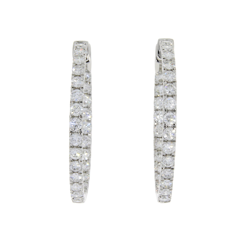 Genuine 3.00ct Diamond Hoop Earrings 18KT White Gold