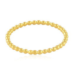 Solid 18k Yellow Gold Bead Ball Band Ring Women Handmade Jewelry Gift