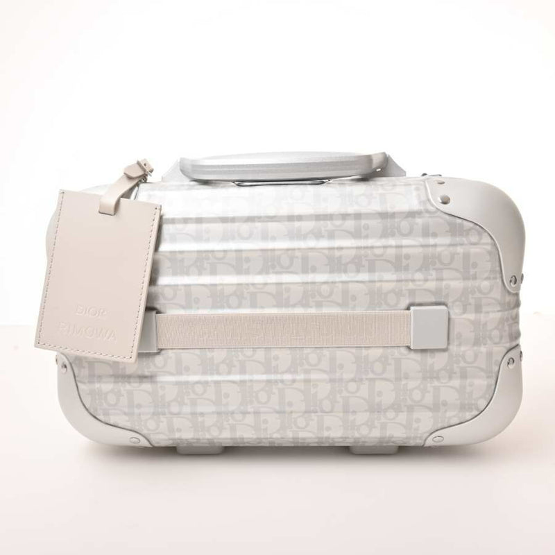 Christian Dior Aluminum Oblique Trotter Handbag Trunk 2WAY Silver