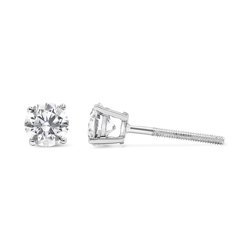 14K White Gold 1/2 Cttw 4-Prong Set Lab Grown Solitaire Diamond Push Back Stud Earrings (F-G Color, VS2-SI1 Clarity)