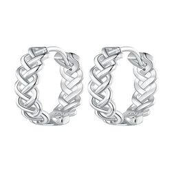 925 Sterling Silver Twine-shaped Hoop Earrings for Women