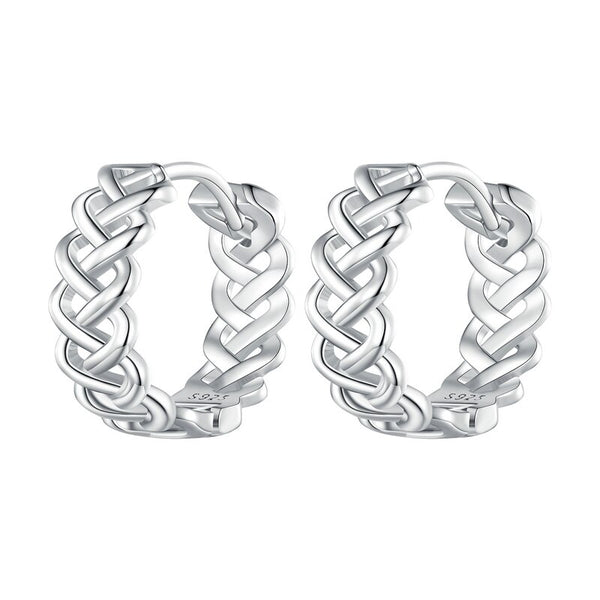 925 Sterling Silver Twine-shaped Hoop Earrings for Women