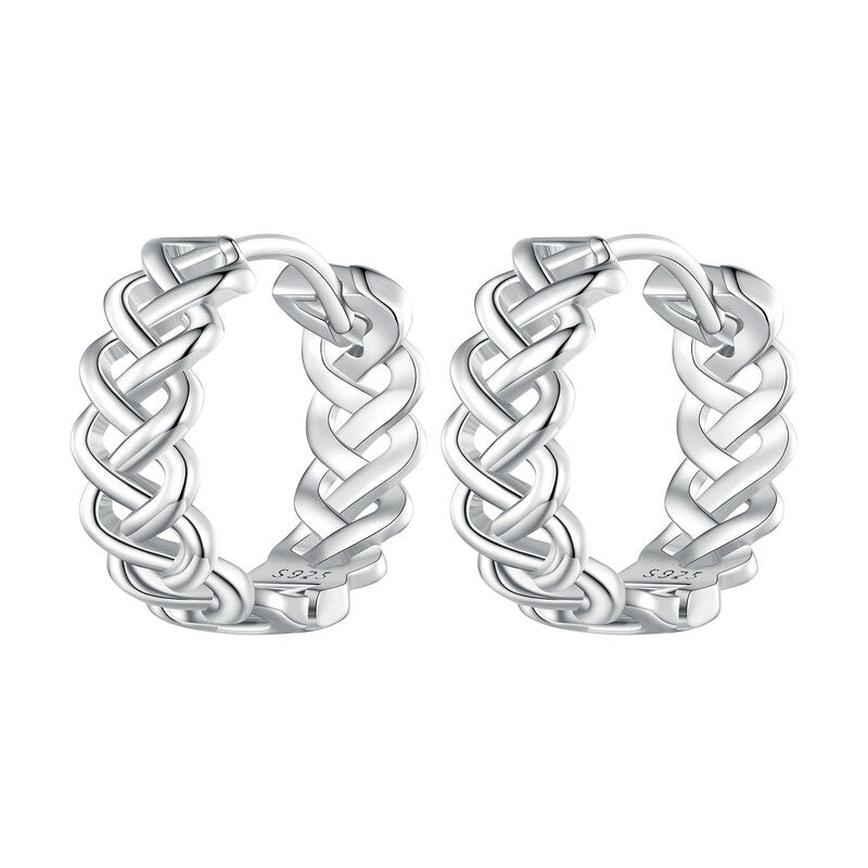 925 Sterling Silver Twine-shaped Hoop Earrings for Women