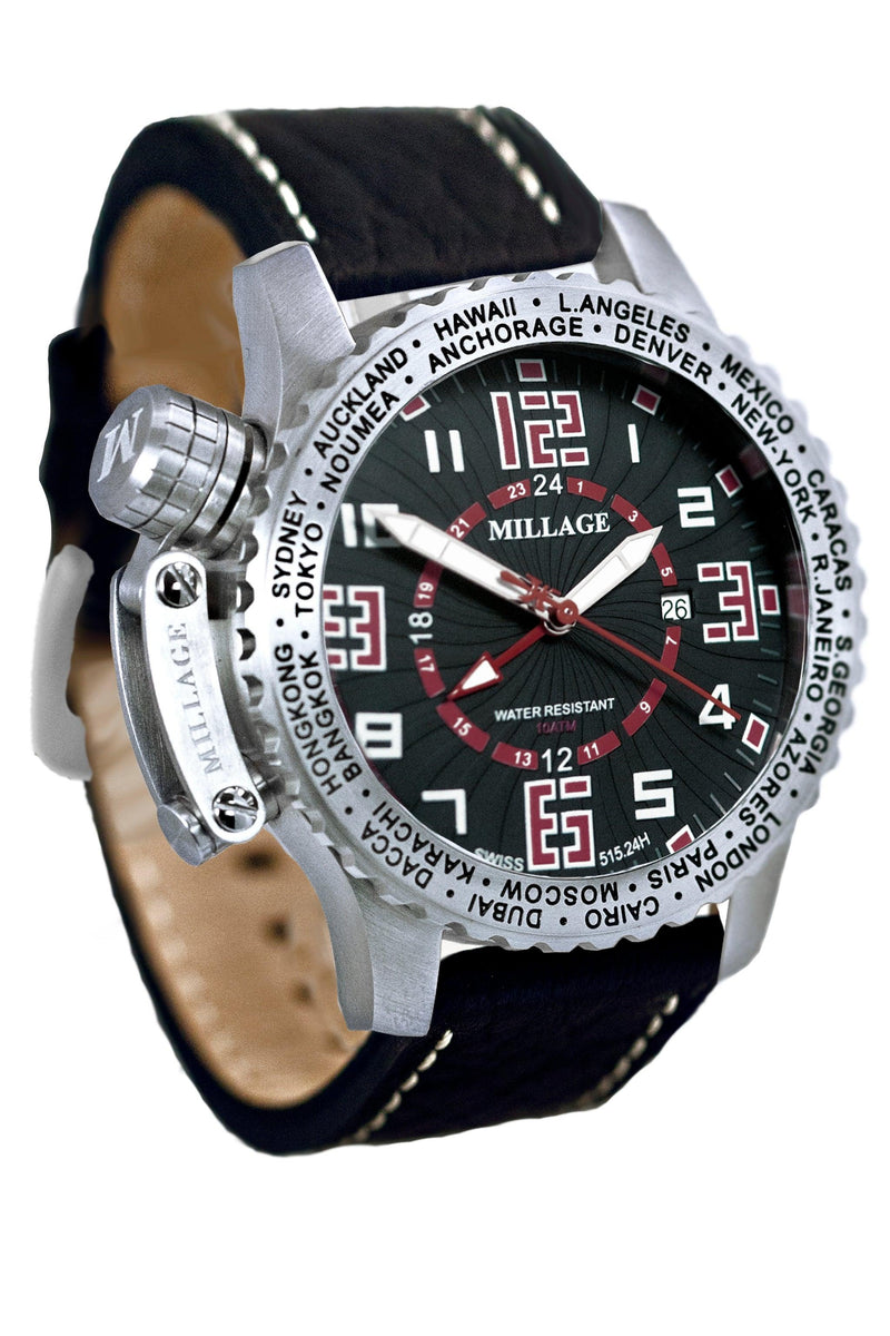 Millage MOSCOW Collection Watch BLK-RD-BLK-LB - Bids.com