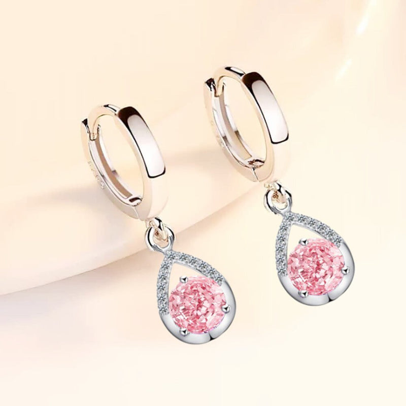 NEHZY 925 sterling silver new womens fashion jewelry earrings pink blue white crystal zircon long tassel drop retro earrings