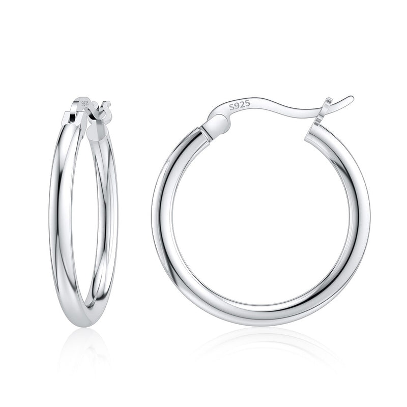 Jiayiqi 925 Sterling Silver Simple 14-35mm Circle Hoop Earrings