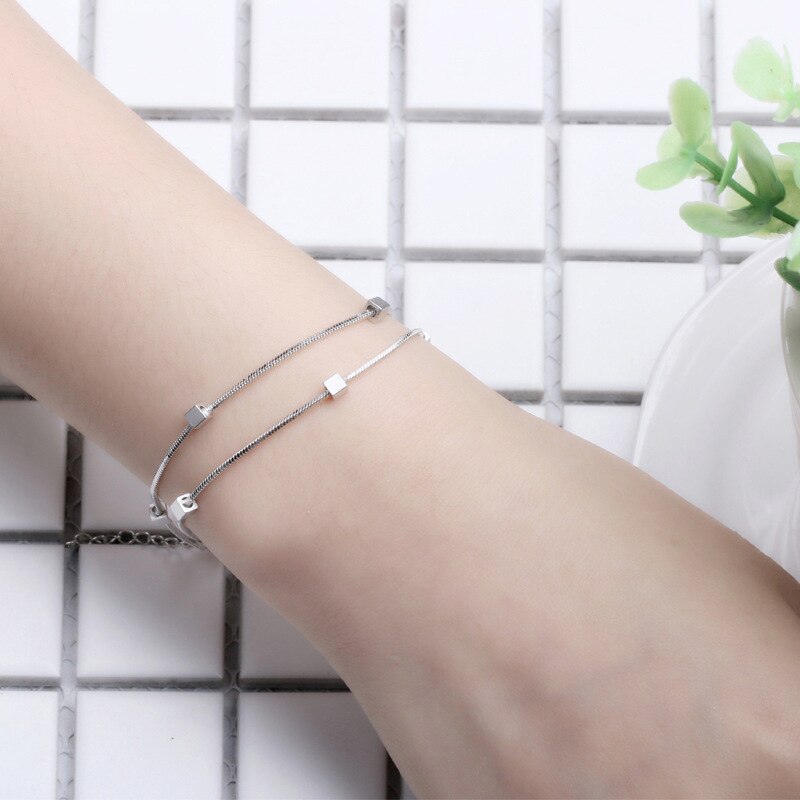 925 Sterling Silver Star Bead Link Chain Charm Bracelets &Bangle Adjustable Braclets For Women Wedding Jewelry sl359