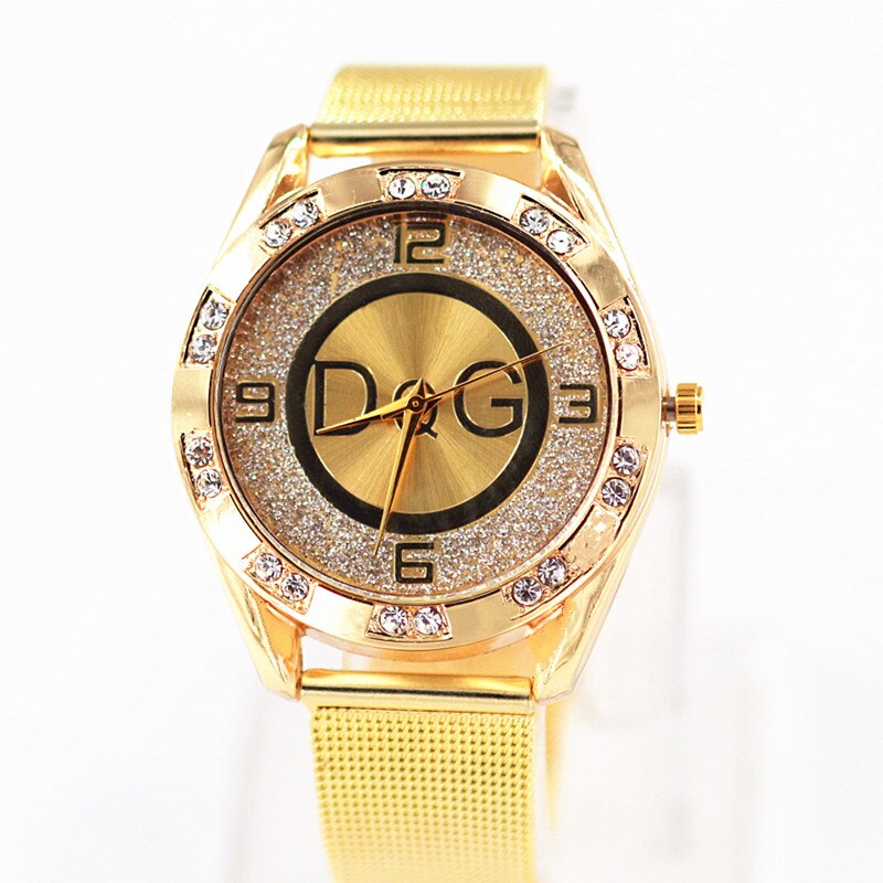 Luxury DQG Stainless Steel Quartz Gold Silver Color Ladies Watch