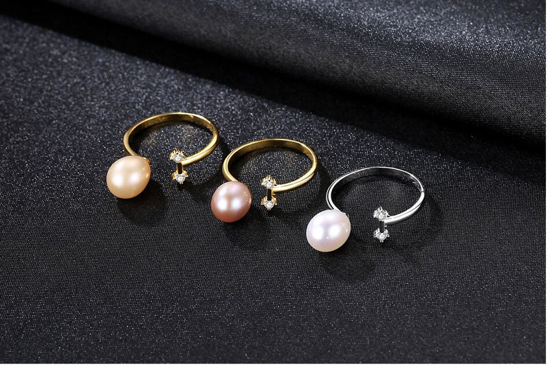 Natural Wild Pearl Open Ring 925 Sterling Silver