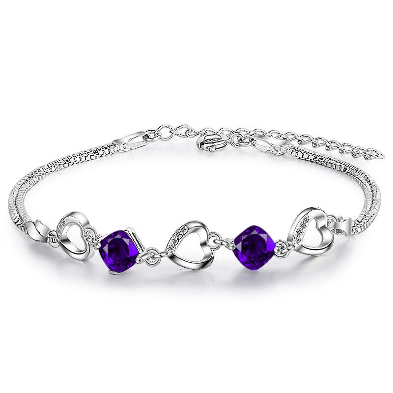 Cellacity Trendy Amethyst Bracelet in 925 Sterling Silver