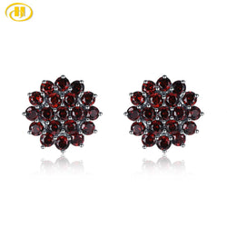 925 Sterling Silver Red Garnet 3.16 Carat Stud Earrings for Women