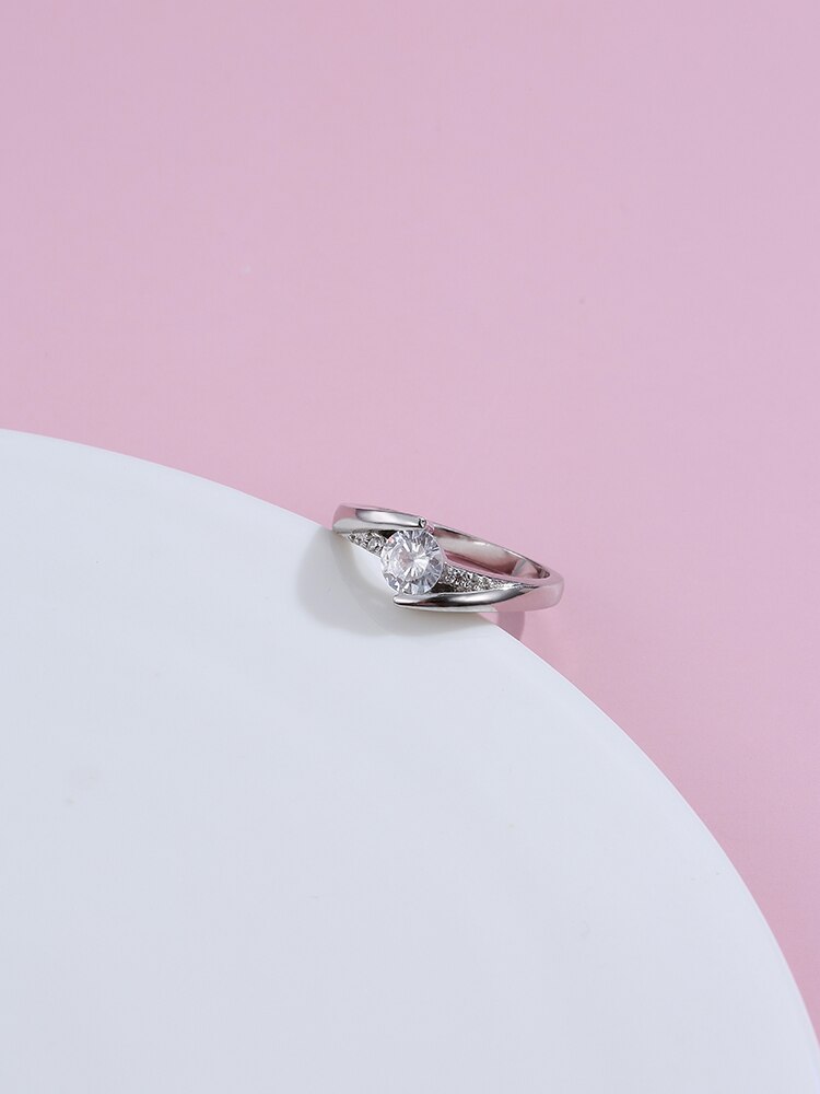 925 Sterling Silver Ring with 5A Clear Cubic Zircon for Women