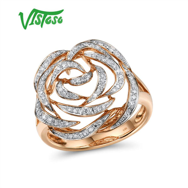 14K Rose Gold Diamond Sparkling Ring for Women