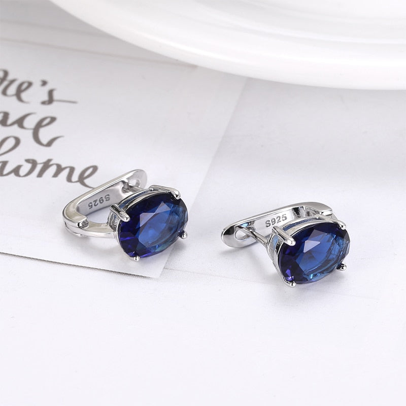 925 Silver Sapphire Lab Diamond Earrings for Women