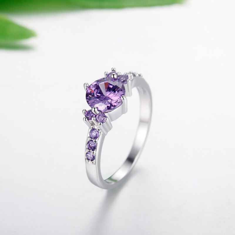 YANHUI Trendy 925 Sterling Silver Luxury Purple Amethyst Ring