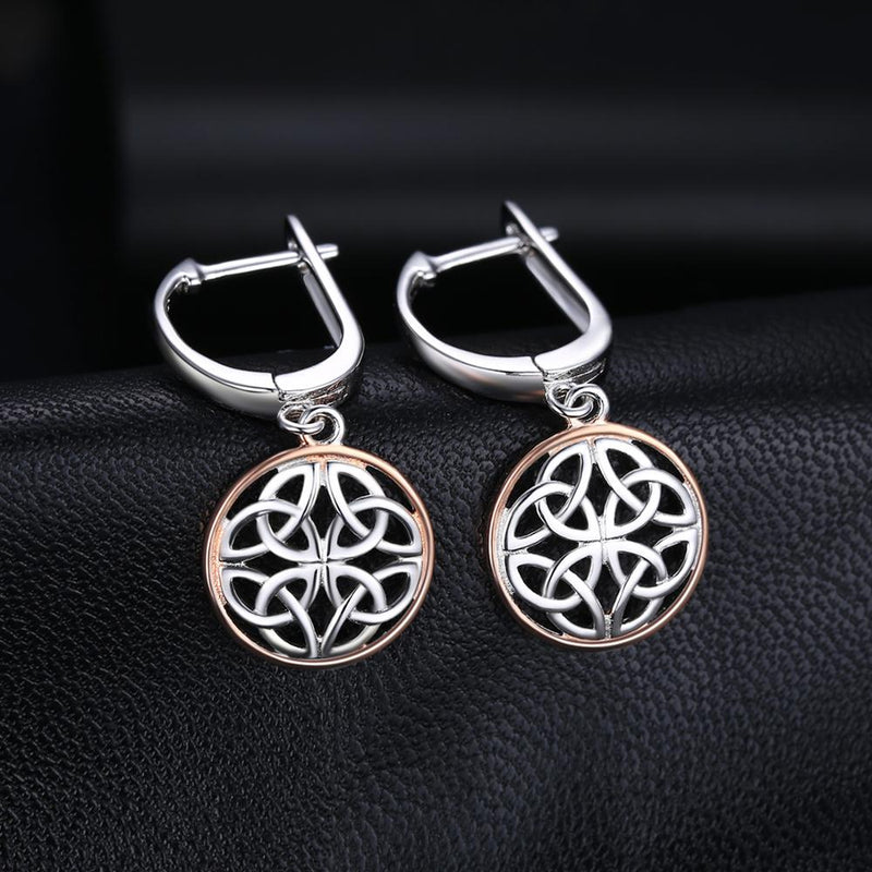 Rose Gold Sterling Silver Celtic Knot Hoop Earrings for Women