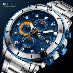 Stainless Steel Blue Chronograph Watch for Men