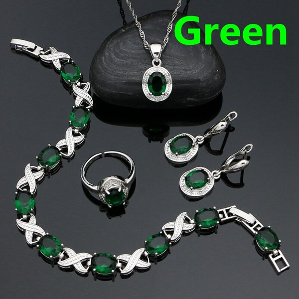 Sterling Silver Black Stone Jewelry Set for Women