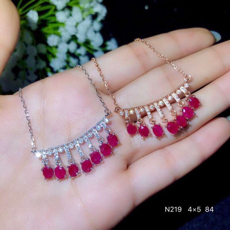 Sterling Silver Natural Ruby Necklace