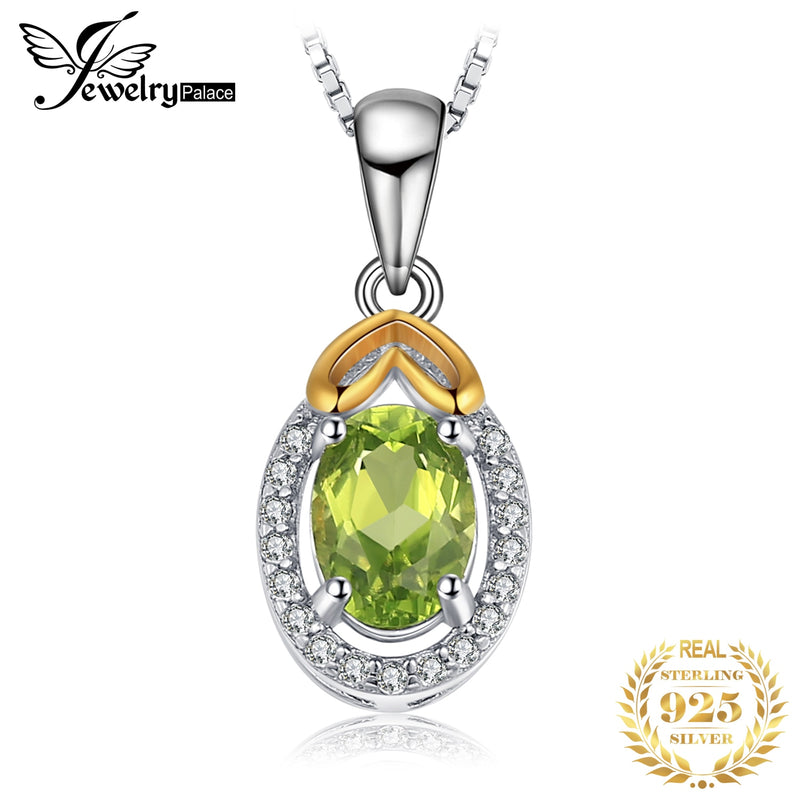 925 Sterling Silver Oval Green Peridot Pendant for Women