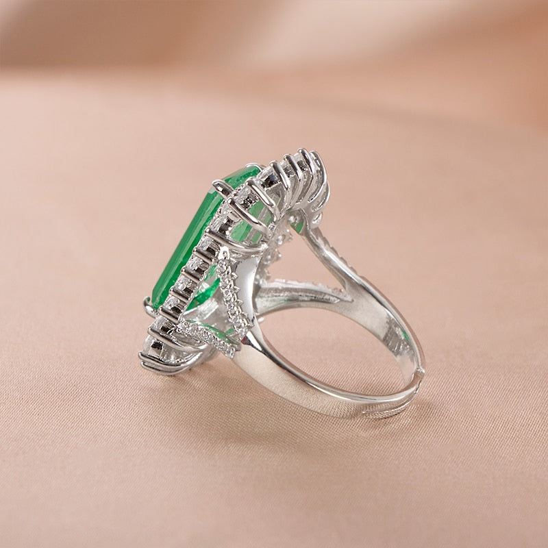 Sterling Silver Emerald Tourmaline Ring for Women