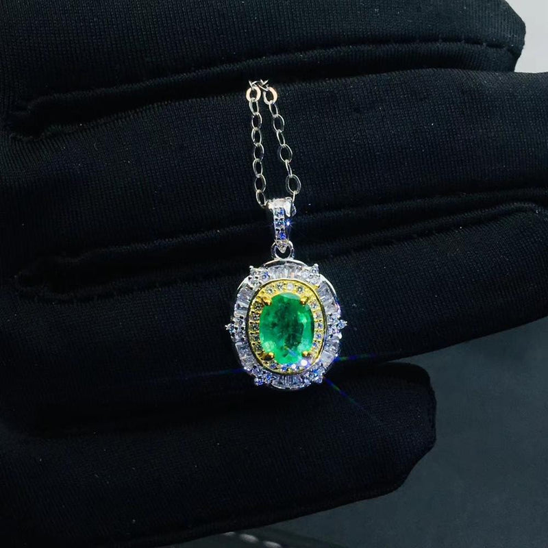 Sterling Silver Emerald Pendant Necklace