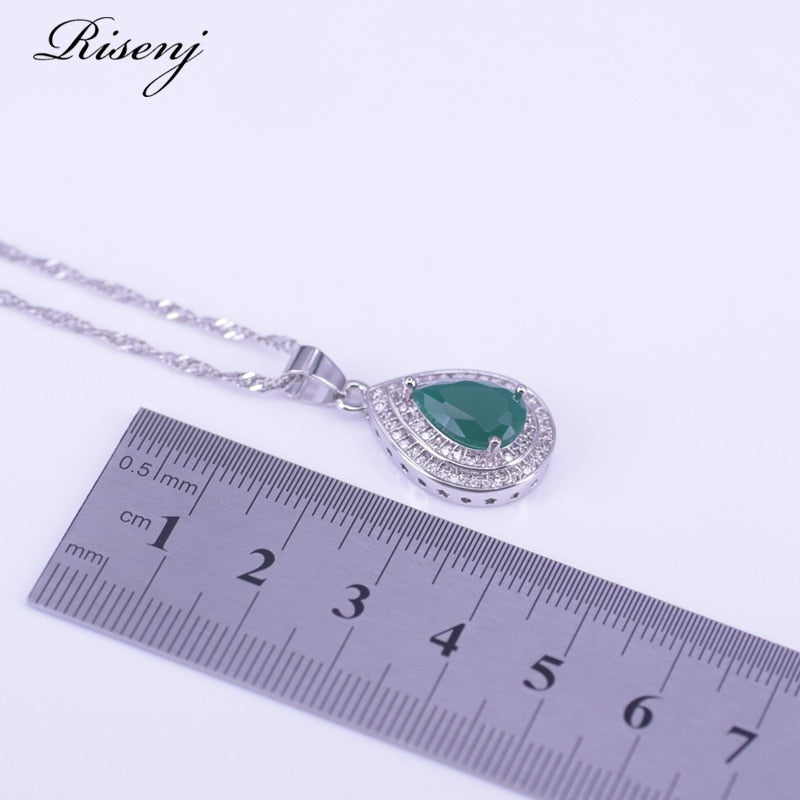 925 Sterling Silver Malay Jade Jewelry Set for Women