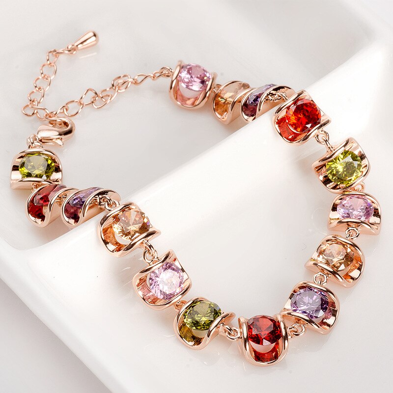 925 Sterling Silver Peridot Ruby Amethyst Gemstone Bracelet for Women