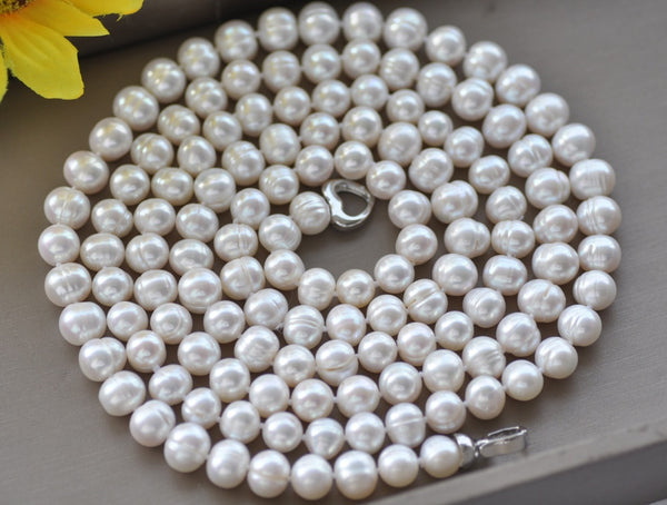 Z10688 17~50\ 10mm White Round Freshwater Pearl Necklace"
