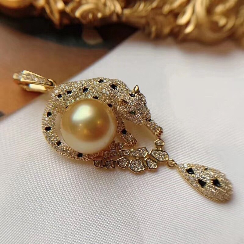 Natural 11-12mm Fresh Water Golden Pearl Pendant Necklace