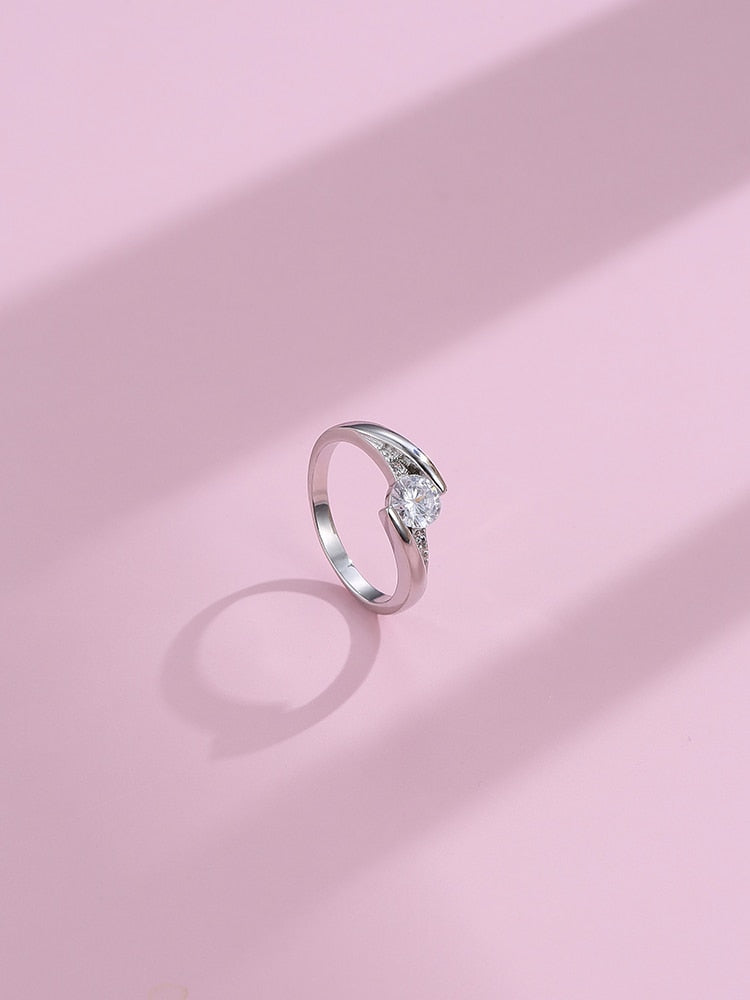 925 Sterling Silver Ring with 5A Clear Cubic Zircon for Women