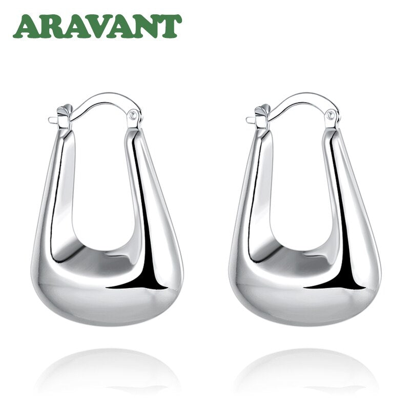 Sterling Silver Square Hoop Earrings for Women