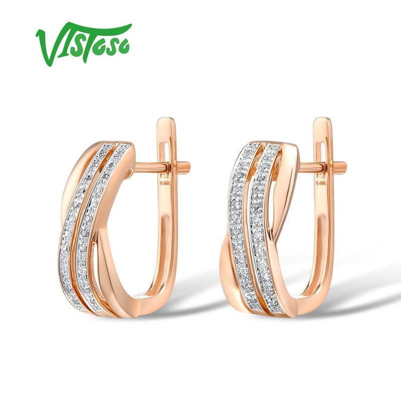 14K Rose Gold Diamond Earrings for Her