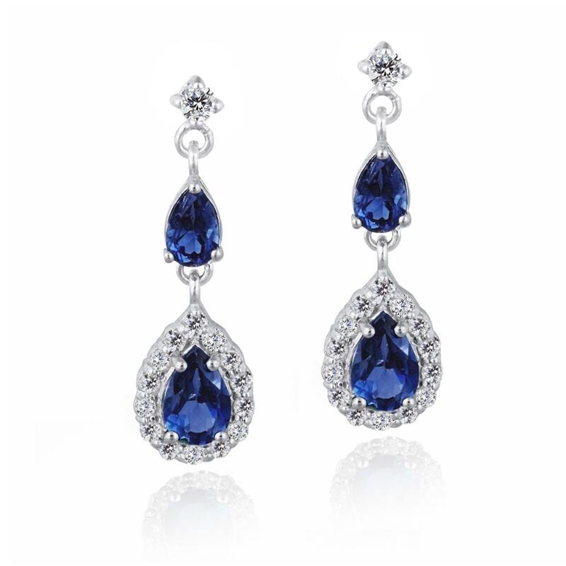Cellacity Luxury Water Drop Shaped Earrings for Women Trendy Silver 925 Jewelry Gemstones Ruby Emerald Sapphire Ear drops Party