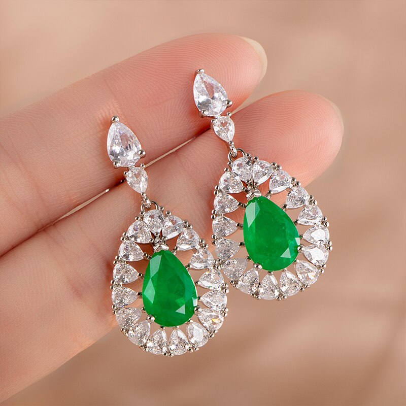 Silver 925 Paraiba Gemstone Drop Earrings for Women