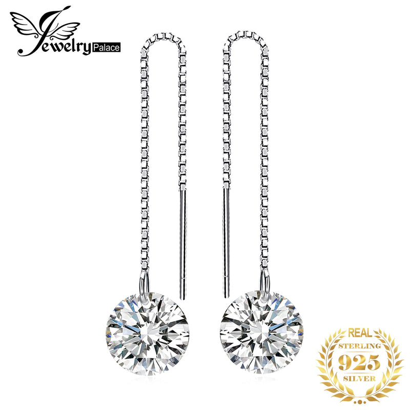 JewelryPalace 925 Sterling Silver Cubic Zirconia Long Drop Earrings
