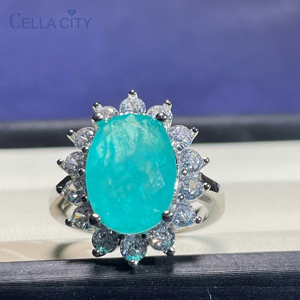 Sterling Silver ring with Paraiba Tourmaline for female