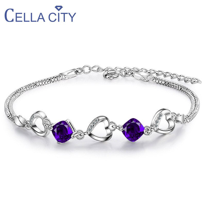 Cellacity Trendy Amethyst Bracelet in 925 Sterling Silver