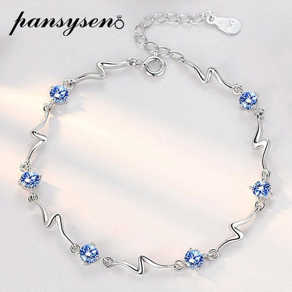 PANSYSEN Elegant Blue White Topaz Bracelet in 925 Silver