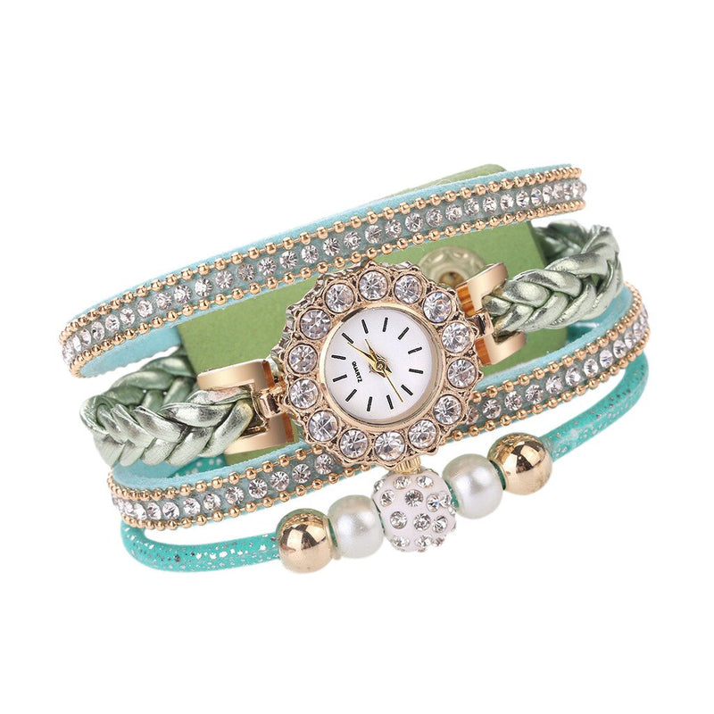 Luxury Vintage Weave Wrap Quartz Top Brand Bracelet Wrist Watch For Women