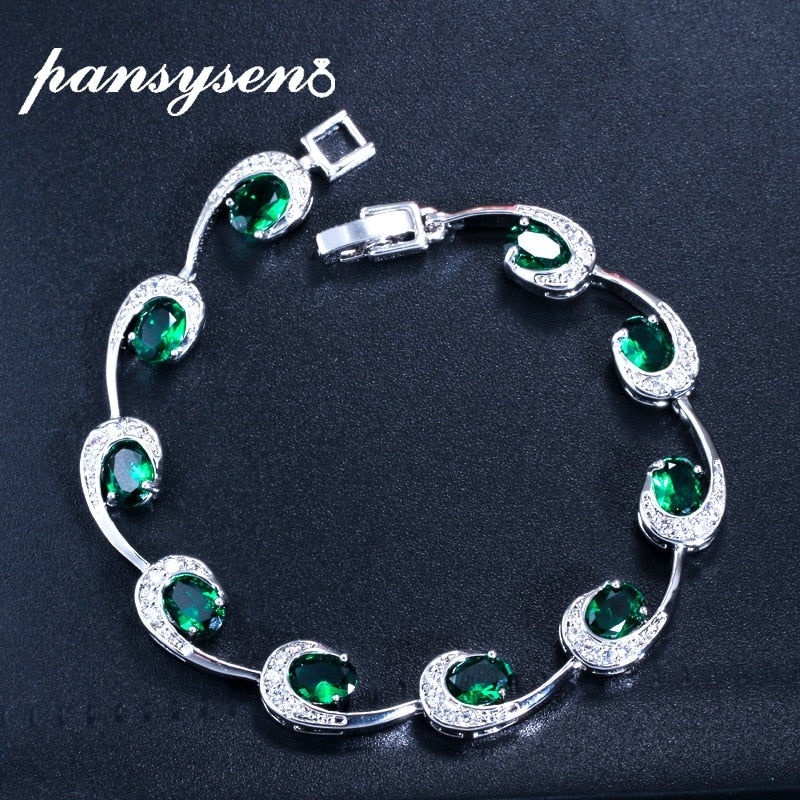 Sterling Silver Emerald Sapphire Ruby Gemstones Bracelet for Women