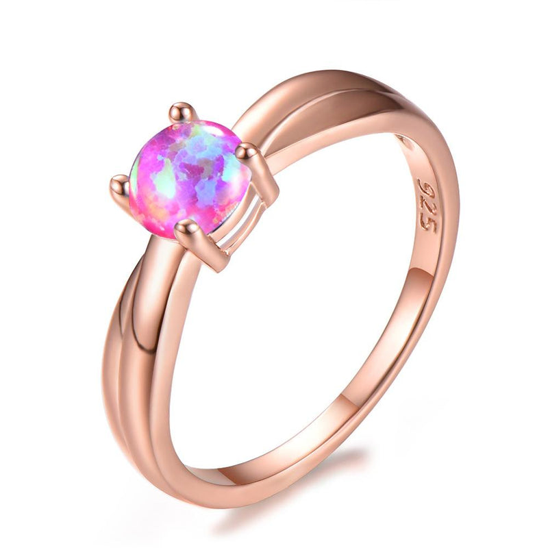 Sterling Silver 925 Fire Opal Engagement Ring for Women