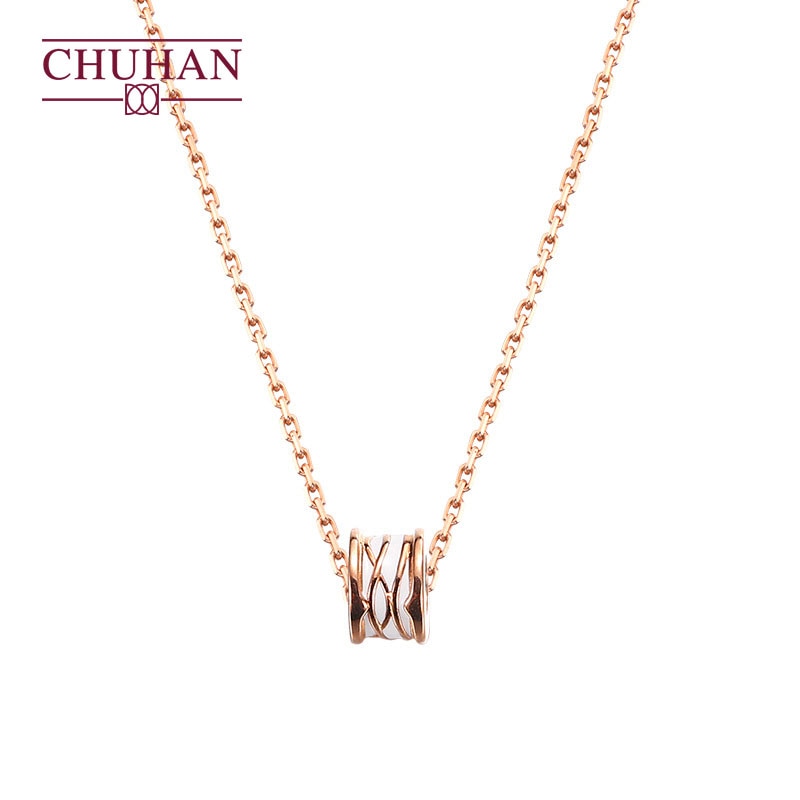 CHUHAN Genuine 18k gold Diamond Necklace Clavicle Chain Rose Gold Fashion Diamond Pendant Real gold gift for girlfriend Jewelry